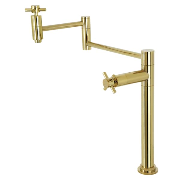 Deck Mount Pot Filler, Polished Brass